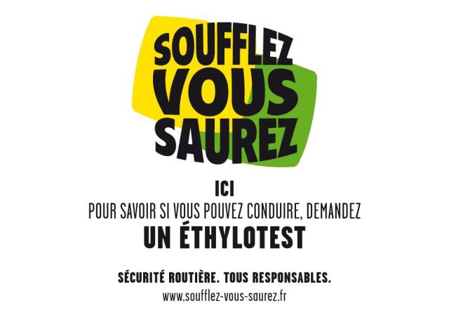 Cette affiche informe la clientèle de la possibilité de tester son taux d'alcoolémie avec un éthylotest