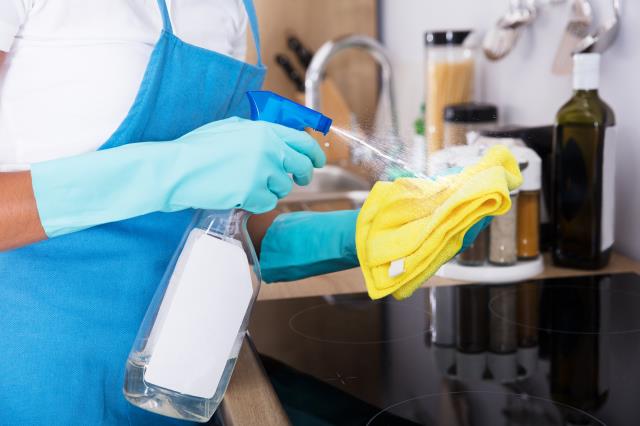 Ne pulvérisez pas un produit nettoyant directement sur un plan de travail, à fortiori si des aliments sont présents sur ce plan. Pulvérisez les produits sur des lavettes réservées à cet usage.