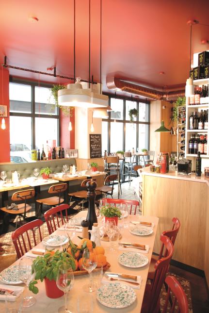 La salle du restaurant Pane & Olio.