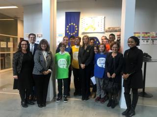 Visite d'Agnès Evren au lycée Escoffier d'Eragny avec la classe de Terminale européenne...