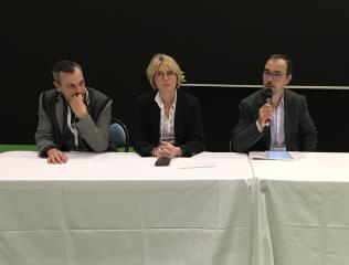 De gauche à droite : Gaylor Huet, Catherine Querard, vice-présidente, et Vincent Sitz, président de...