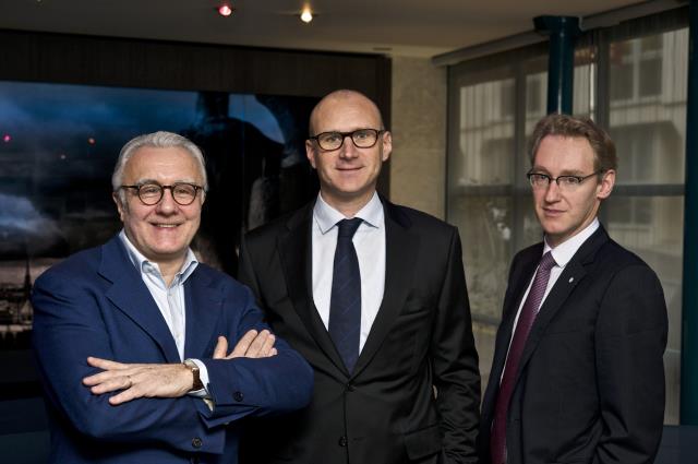 Alain Ducasse, président de Châteaux & Hôtels Collection, Xavier Alberti, et Laurent Plantier,  directeur général.