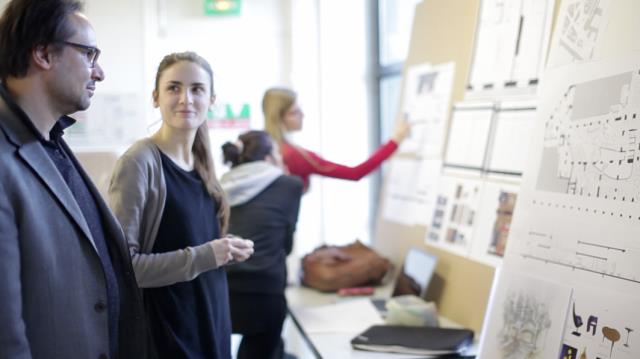 Sébastien Flamant, agence FID, et Marion Pierru, élève de Camondo dont le projet a été selectionné.