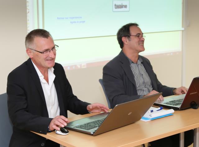 Jean-Marie Chassaing (à gauche) et François Sanchez, deux formateurs convaincus par les avancées pédagogiques prposées par Twaine