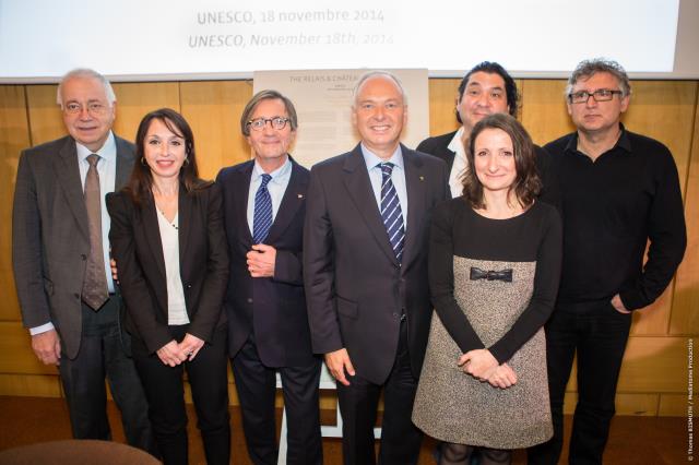C'est à l'Unesco que les Relais & Châteaux ont lancé leur manifeste pour la table et l'hospitalité : Jean-Robert Pitte, président de la mission française du patrimoine et des cultures alimentaires, Patrizianna Sparacino, secrétaire générale aux droits de 