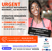 Formation rapide oprationnelle en cuisine ou service aux coles CCI Dordogne