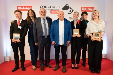 De g. à d. : Clément Vanautryve, Carine teyssandier, Jean-Pierre Blanc, Thierry Marx, parrain de l'édition 2022, Marcia Jarrige, Mathis Archambaud et Carla Massolo.