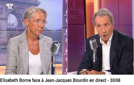 La ministre du travail Elisabeth Borne était l'invitée du journaliste Jean-Jacques Bourdin sur BFM TV, ce 30 août. La ministre du travail Elisabeth Borne était l'invitée du journaliste Jean-Jacques Bourdin sur BFM TV, ce 30 août.
