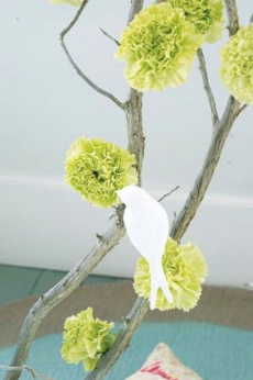 Des oeillets verts étonnants à piquer sur une branche, comme des bourgeons XXL !
