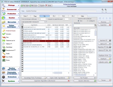 Exemple de fiche technique intégrée au logiciel de gestion des stocks.