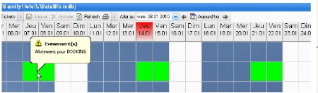 Les cases coloriées restent disponibles pour saisir des réservations sur séjour. Les cases coloriées restent disponibles pour saisir des réservations sur séjour.