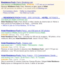 La mention Site Officiel permet au site de se démarquer de Tripadvisor, Venere et Hotel.info