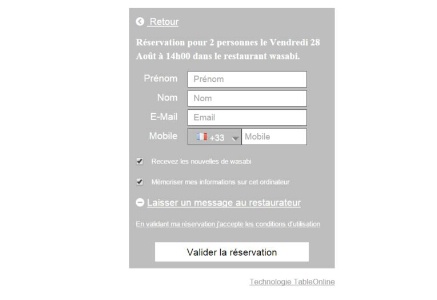 Avec un module, la réservation en ligne s'effectue simplement. Vos clients ont même la possibilité de vous laisser un message.
