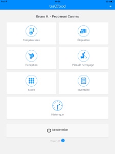 Page d'accueil de l'application traQ'food.
