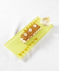 Dessert : 'La tarte aux pommes normande moderne, calva coffee'