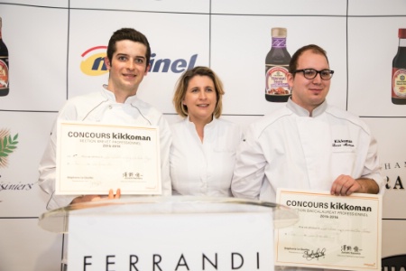 Louis Sifferlin, Stéphanie Le Quellec et Lucas Museux, lors de la finale concours culinaire Kikkoman. Louis Sifferlin, Stéphanie Le Quellec et Lucas Museux, lors de la finale concours culinaire Kikkoman.