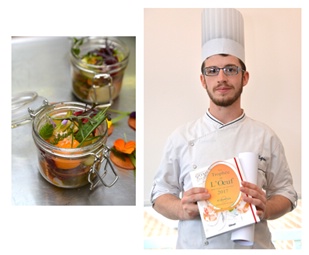 Théo Lefebve, sa recette : L'Œuf nomade, version gastronomique, chaud/froid d'oeuf en deux cuissons : parfait et jaune mariné, crème acidulée oseille mélisse, morilles amaretto et petits légumes croquants. Théo Lefebve, sa recette : L'Œuf nomade, version gastronomique, chaud/froid d'oeuf en deux cuissons : parfait et jaune mariné, crème acidulée oseille mélisse, morilles amaretto et petits légumes croquants.