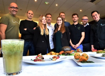 De gauche à droite : Stéphane Terracher, Stéphane Tournier, Flora et Adèle sté Délù, Pascal Bonnafous, Yohan Travostino, Matthieu Binette, Jérémy Morin, Nicolas Thomas