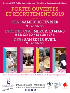 Le lycée et le CFA Public des Métiers de l'Hôtellerie-Restauration Belliard OUVRENT LEURS PORTES Le lycée et le CFA Public des Métiers de l'Hôtellerie-Restauration Belliard OUVRENT LEURS PORTES