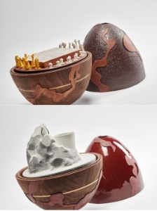 Origines, de Nicolas Riveau, École Valrhona, Lise Grostabussiat, École Boulle, Éric Bignolais, École Boulle. Origines, de Nicolas Riveau, École Valrhona, Lise Grostabussiat, École Boulle, Éric Bignolais, École Boulle.