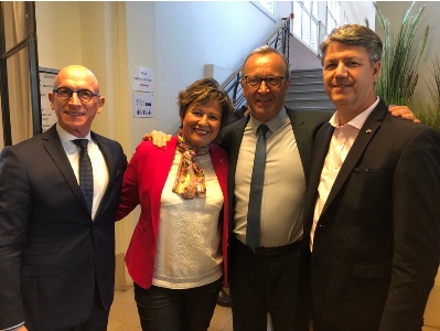 Joseph Le Gal président d'honneur de l'Anephot, Paola Winterberger (Café Malongo)Patrice Hauchard directeur du lycée Albert De Mun, Denis Férault proviseur du lycée paul Augier de Nice