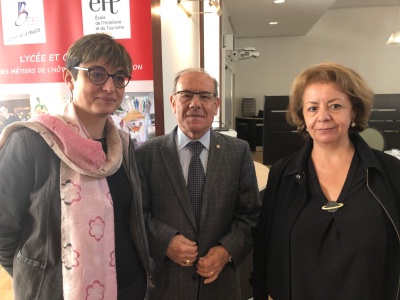 Sonia Calisto DDF, Jean-Pierre Garnier Membre des Toques Française à la Coupe Georges Baptiste et Ladja Chopineaux proviseure Sonia Calisto DDF, Jean-Pierre Garnier Membre des Toques Française à la Coupe Georges Baptiste et Ladja Chopineaux proviseure