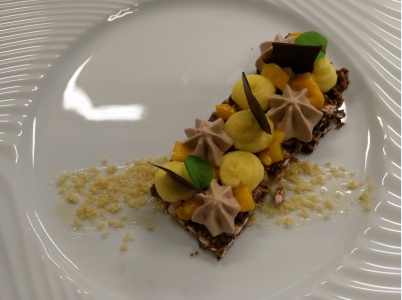 tarte chocolat noisette et fruits exotiques