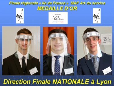 les trois lauréats « médaillés d'or »  qui partiront à Lyon pour la finale Nationale : Jordan Varet, Artus André et Cyril Baptista