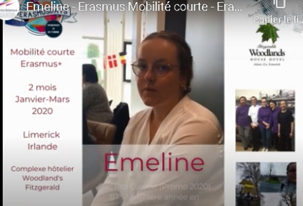Témoignage d'Emeline Amiant partie en mobilité Erasmus + au cours de l'année scolaire 2019/2020