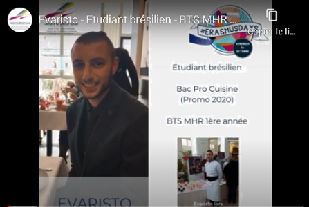 Interviewer d'Evaristo Dalpra, étudiant brésilien au lycée depuis depuis deux ans pour devenir cuisinier.