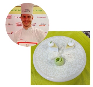 Catégorie Professionnel : Pierre-Jean Quinonero - restaurant Le Burgundy à Paris - dessert : Fraîcheur pomme du Montois, coco et pointe cumin.