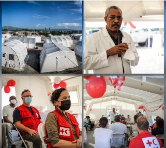 Le Dr Jean-Pierre Guiteau, Président de la Croix-Rouge haïtienne, et ses équipes