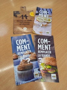 Flyers de l'expo : Comment remplacer les produits laitiers, les oeufs, la viande ?