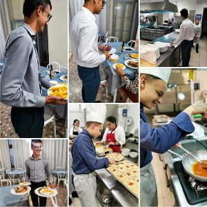 Maxence, Alexandre et Yasin en action, sur leur lieu de stage