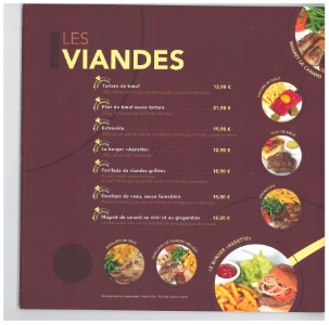 Des médaillons avec des photos des assiettes ont été insérés sur la carte.
