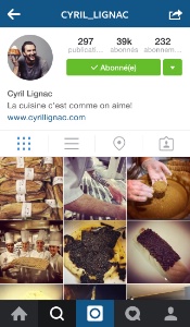 Le compte Instagram du chef Cyril Lignac.