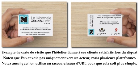 Exemple de carte de visite pour solliciter un avis.