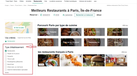 Deux nouvelles catégories - food courts et la restauration sur le pouce - permettent aux internautes de faire le tri dans leur recherche.