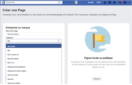 Puis choisir le type d'activité.