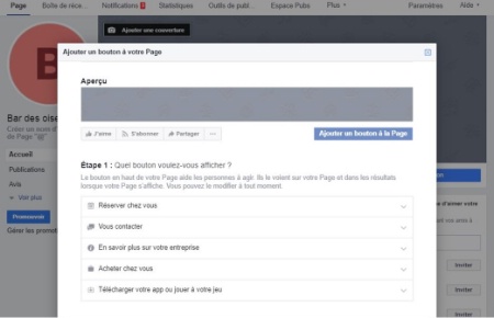 Les boutons permettent de personnaliser l'usage qui sera fait de la page.