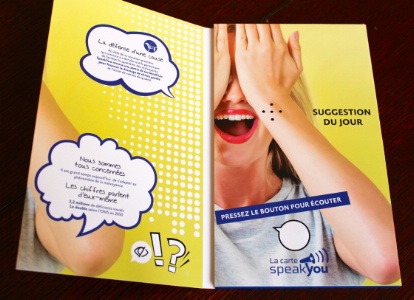 Avec le menu audio, il suffit de presser sur un bouton pour entendre la suggestion du jour. Avec le menu audio, il suffit de presser sur un bouton pour entendre la suggestion du jour.