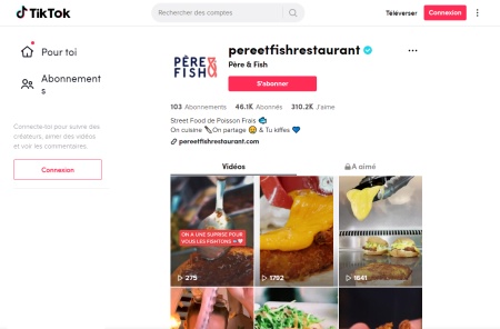 Capture d'écran du compte TikTok de Chez Père & Fish.