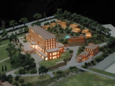 La maquette de l'hôtel et des spa suites.