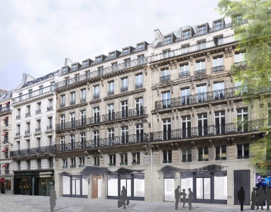 Projet de façade du nouvel établissement de Paris Inn Group, rue du Pont-Neuf, à Paris.