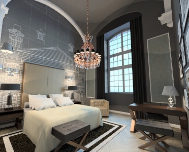 Photo d'architecte d'une chambre du futur Martin's Hotel du Hainaut.