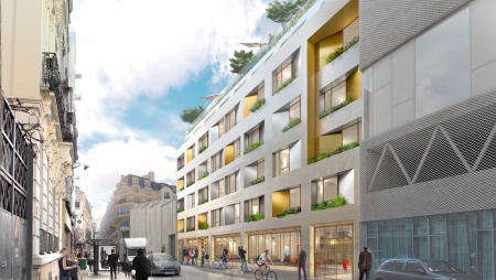 Vue d'architecte du projet d'auberge de jeunesse.