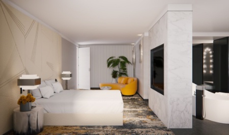 Le luxe est aussi dans les finitions de marbre et de bois.