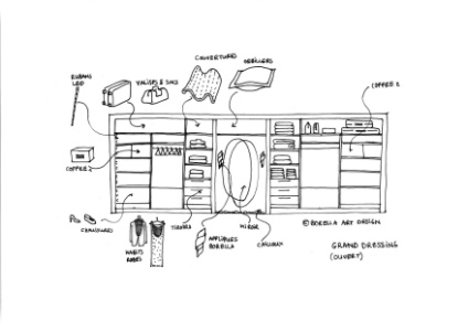 Croquis d'un double dressing, signé Nicola Borella.
