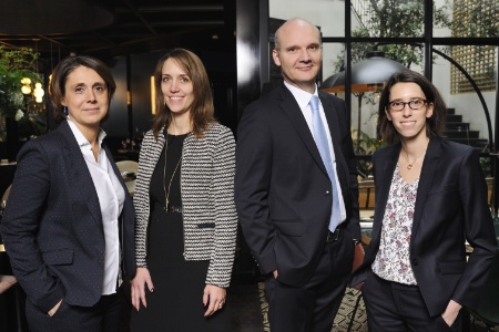 (De gauche à droite) : Delphine Juhel, directrice des opérations, Stéphanie Lancien, directrice commerciale, Pascal Fratani, directeur administratif et financier, et Célia Cornu, directrice générale.