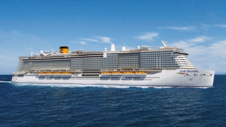 Les réservations sont ouvertes pour une croisière, à partir de mars 2021, à bord du Costa Smeralda, navire de 2 612 chambres, imaginé par le designer Adam D. Tihany. Les réservations sont ouvertes pour une croisière, à partir de mars 2021, à bord du Costa Smeralda, navire de 2 612 chambres, imaginé par le designer Adam D. Tihany.